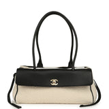 Chanel Small "Urban Essential" East West Shopping Tote Black Calfskin and White Tweed Boucle Gold Hardware - Thumbnail View 1