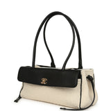 Chanel Small "Urban Essential" East West Shopping Tote Black Calfskin and White Tweed Boucle Gold Hardware - Thumbnail View 5
