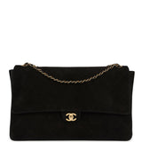 Chanel Maxi "Souplissimo" Large Flap Bag Black Suede Gold Hardware - Thumbnail View 1