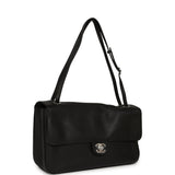Chanel Maxi "Souplissimo" Small Flap Bag Black Grained Calfskin Silver Hardware - Thumbnail View 2