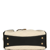 Chanel Mini 25 Hobo Bag Ecru Canvas and Black Calfskin Gold Hardware - Thumbnail View 6