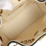 Chanel Mini 25 Hobo Bag Ecru Canvas and Black Calfskin Gold Hardware - Thumbnail View 8