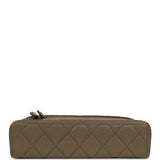 Chanel Chevron Top Handle Long Vanity Case with Chain Dark Khaki Shiny Caviar Silver Hardware - Thumbnail View 6
