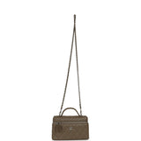 Chanel Chevron Top Handle Long Vanity Case with Chain Dark Khaki Shiny Caviar Silver Hardware - Thumbnail View 7