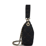 Chanel Round Clutch with Chain Dark Blue Denim Light Gold Hardware - Thumbnail View 3