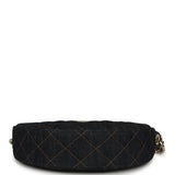 Chanel Round Clutch with Chain Dark Blue Denim Light Gold Hardware - Thumbnail View 6