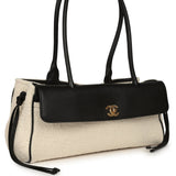 Chanel Small "Urban Essential" East West Shopping Tote Black Calfskin and White Tweed Boucle Gold Hardware - Thumbnail View 3