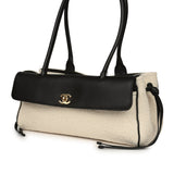 Chanel Small "Urban Essential" East West Shopping Tote Black Calfskin and White Tweed Boucle Gold Hardware - Thumbnail View 6