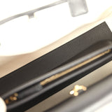 Chanel Small "Urban Essential" East West Shopping Tote Black Calfskin and White Tweed Boucle Gold Hardware - Thumbnail View 10