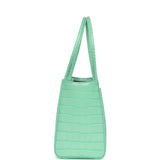 Chanel Small Cerf Shopping Bag Teal Croc Embossed Calfskin Gold Hardware - Thumbnail View 3