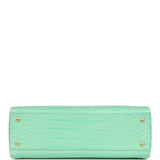 Chanel Small Cerf Shopping Bag Teal Croc Embossed Calfskin Gold Hardware - Thumbnail View 6