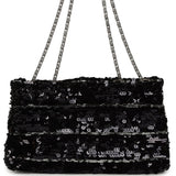 Pre-owned Chanel Medium Striped Reissue Flap Bag Black, Silver Sequin and Patent Silver Hardware - Thumbnail View 4