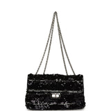 Pre-owned Chanel Medium Striped Reissue Flap Bag Black, Silver Sequin and Patent Silver Hardware - Thumbnail View 7