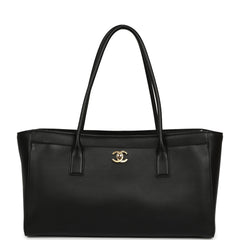 Chanel Small Cerf Shopping Bag Black Calfskin Gold Hardware