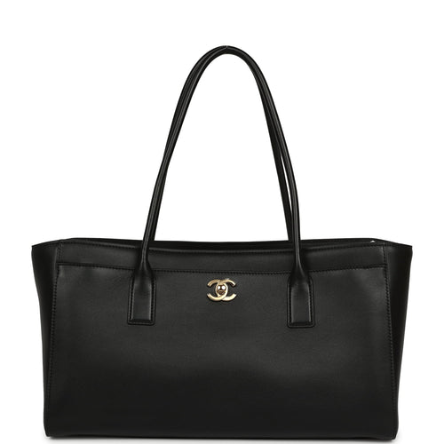 Chanel Small Cerf Shopping Bag Black Calfskin Gold Hardware
