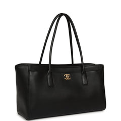 Chanel Small Cerf Shopping Bag Black Calfskin Gold Hardware