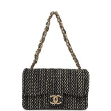 Chanel Small Westminster Pearl Flap Bag Black, Gold, White Tweed Brushed Gold Hardware - Thumbnail View 7