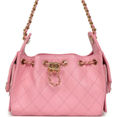 Chanel Mini 25 Hobo Bag Pink Caviar Antique Gold Hardware