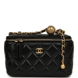 Chanel Small Pearl Crush Vanity Case Black Lambskin Brushed Gold Hardware - Thumbnail View 1