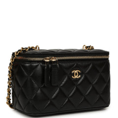 Chanel Small Pearl Crush Vanity Case Black Lambskin Brushed Gold Hardware