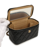 Chanel Small Pearl Crush Vanity Case Black Lambskin Brushed Gold Hardware - Thumbnail View 9
