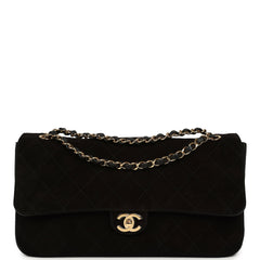 Chanel Maxi "Souplissimo" Small Flap Bag Black Suede Gold Hardware