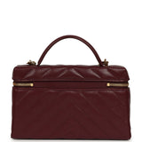 Chanel Chevron Top Handle Long Vanity Case with Chain Dark Burgundy Shiny Caviar Gold Hardware - Thumbnail View 4