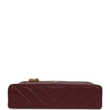 Chanel Chevron Top Handle Long Vanity Case with Chain Dark Burgundy Shiny Caviar Gold Hardware - Thumbnail View 6