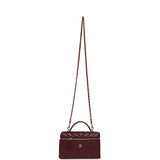Chanel Chevron Top Handle Long Vanity Case with Chain Dark Burgundy Shiny Caviar Gold Hardware - Thumbnail View 7