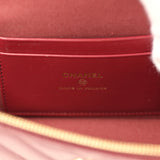 Chanel Chevron Top Handle Long Vanity Case with Chain Dark Burgundy Shiny Caviar Gold Hardware - Thumbnail View 9