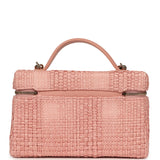 Chanel Top Handle Long Vanity Case with Chain Light Pink Braided Raffia Light Gold Hardware - Thumbnail View 4