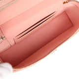 Chanel Top Handle Long Vanity Case with Chain Light Pink Braided Raffia Light Gold Hardware - Thumbnail View 8