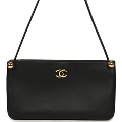 Chanel "Chic Studs" Clutch Bag Black Lambskin Gold Hardware