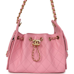 Chanel Mini 25 Hobo Bag Pink Caviar Antique Gold Hardware