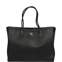 Chanel Large Cerf Shopping Bag Black Calfskin Gold Hardware