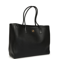 Chanel Large Cerf Shopping Bag Black Calfskin Gold Hardware