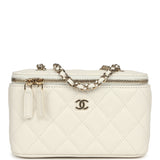 Chanel Small Vanity Case White Caviar Light Gold Hardware - Thumbnail View 1