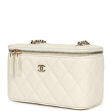 Chanel Small Vanity Case White Caviar Light Gold Hardware - Thumbnail View 5