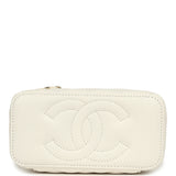 Chanel Small Vanity Case White Caviar Light Gold Hardware - Thumbnail View 6