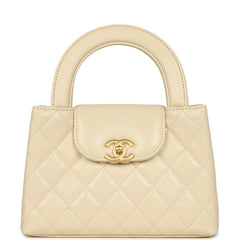 Chanel Small Kelly Shopper Light Beige Shiny Aged Calfskin Brushed Gold Hardware