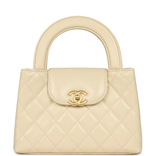 Chanel Small Kelly Shopper Light Beige Shiny Aged Calfskin Brushed Gold Hardware