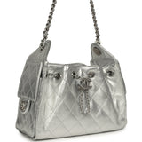 Chanel Mini 25 Hobo Bag Metallic Silver Caviar Silver Hardware - Thumbnail View 2