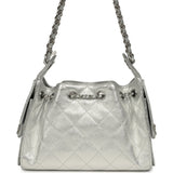 Chanel Mini 25 Hobo Bag Metallic Silver Caviar Silver Hardware - Thumbnail View 4