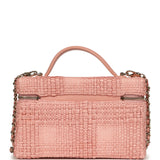 Chanel Top Handle Long Vanity Case with Chain Light Pink Braided Raffia Light Gold Hardware - Thumbnail View 4