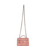 Chanel Top Handle Long Vanity Case with Chain Light Pink Braided Raffia Light Gold Hardware - Thumbnail View 7
