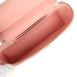 Chanel Top Handle Long Vanity Case with Chain Light Pink Braided Raffia Light Gold Hardware - Thumbnail View 8