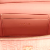 Chanel Top Handle Long Vanity Case with Chain Light Pink Braided Raffia Light Gold Hardware - Thumbnail View 9