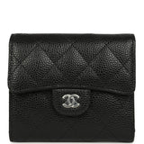 Chanel Small Classic Flap Wallet Black Shiny Caviar Silver Hardware - Thumbnail View 1