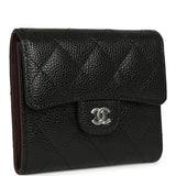 Chanel Small Classic Flap Wallet Black Shiny Caviar Silver Hardware - Thumbnail View 2