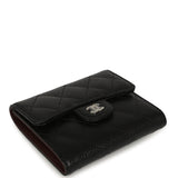 Chanel Small Classic Flap Wallet Black Shiny Caviar Silver Hardware - Thumbnail View 3